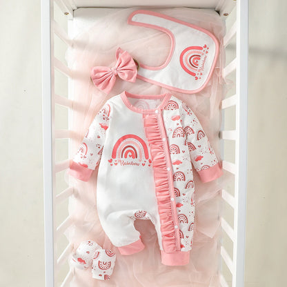 Baby Girl Jumpsuit Set Floral Print Long Sleeve 