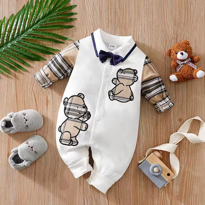 Bear Embroidered Jumpsuit for Boys