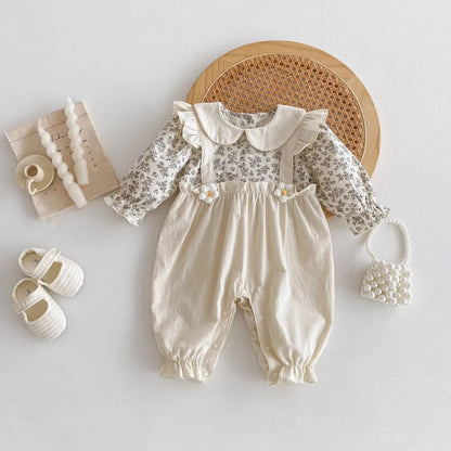 Baby Girl Floral Romper Beige