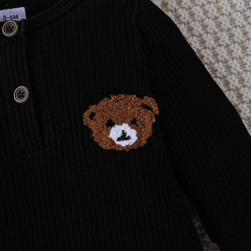 Baby Romper with Cartoon Bear Long Sleeve