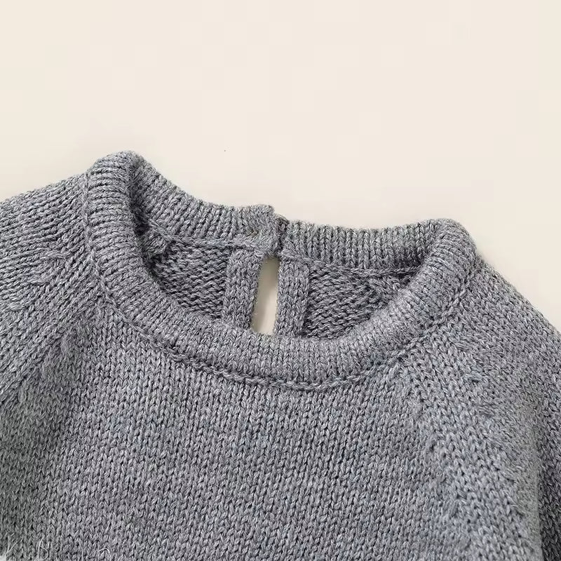 Knitted Romper with Cartoon Bear