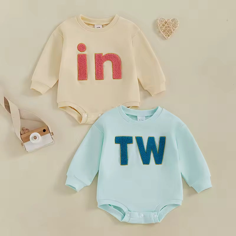 Matching Rompers Set for Newborn Twins