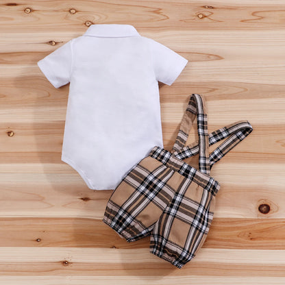 2-Piece Baby Boy Set Bear Bodysuit + Bib Pants 