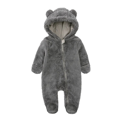 Winter Baby Romper Fleece Met Capuchon Warme Jumpsuit