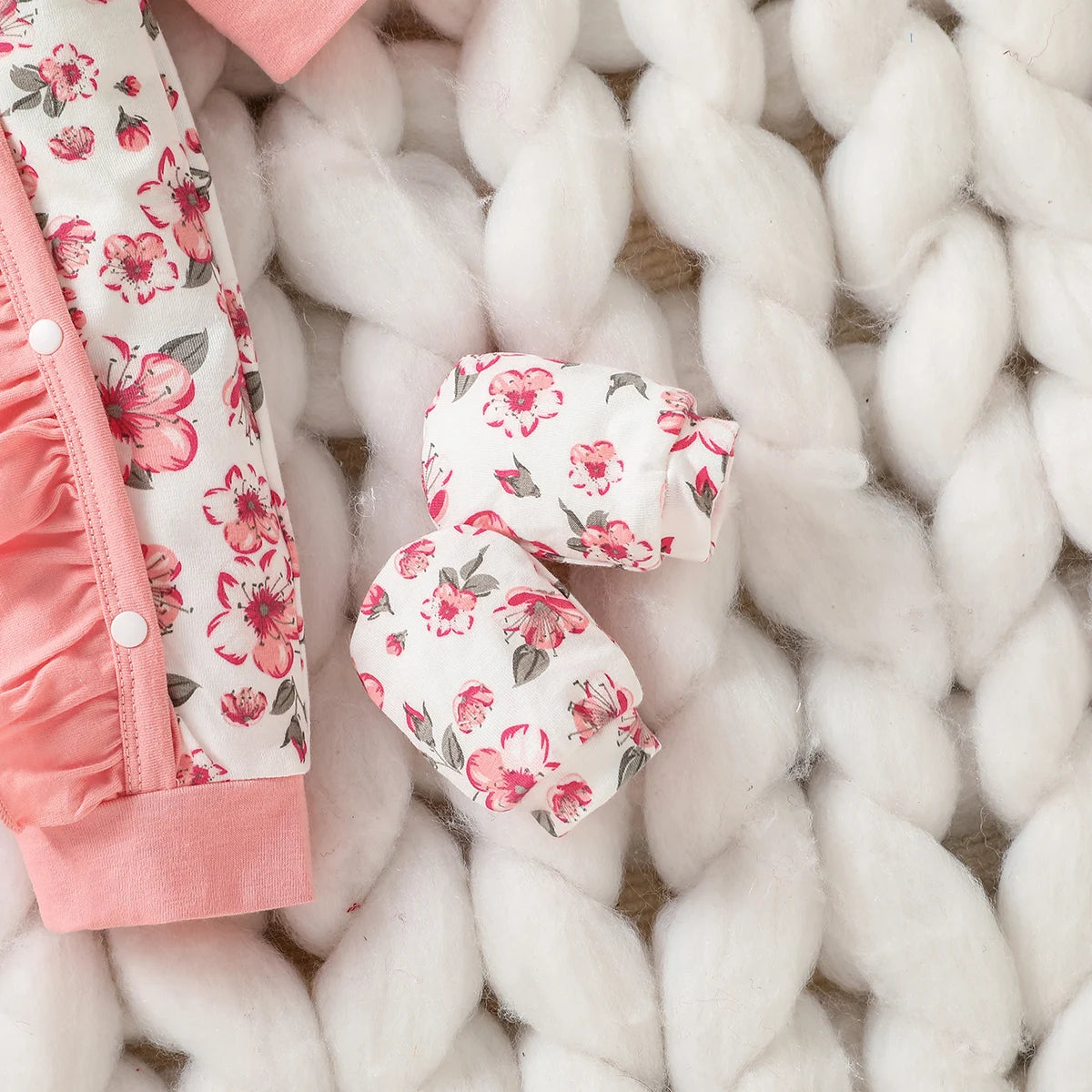 Baby Girl Jumpsuit Set Floral Print Long Sleeve 