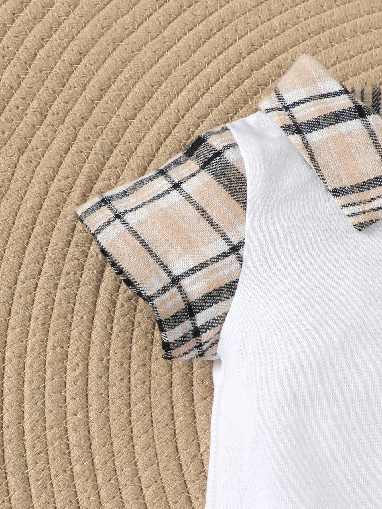 Baby Jumpsuit Summer Checked Pattern Short Sleeves 