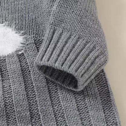 Knitted Romper with Cartoon Bear