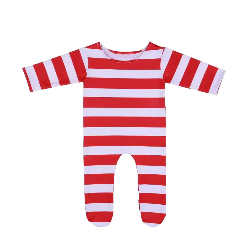 Newborn Red and White Striped Romper
